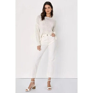 Levi's Premium White Wedgie Straight-Leg Cropped Jeans Size 26